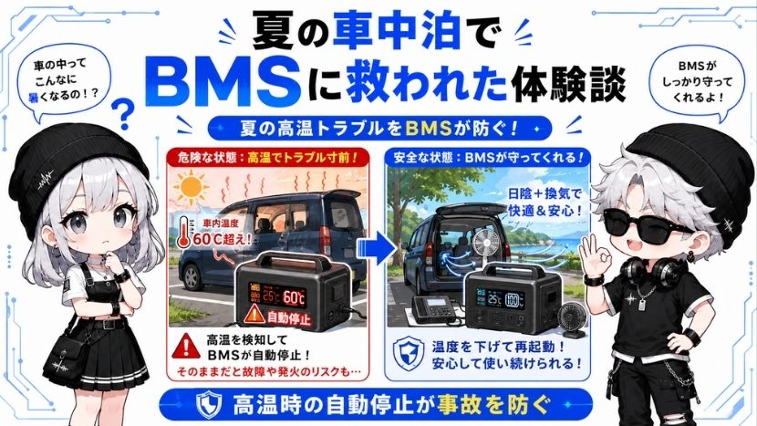 【体験談】私がBMSのエラーに救われた夏の車中泊でのヒヤリハット