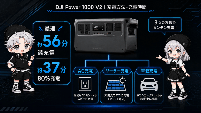 DJI Power 1000 V2｜充電方法・充電時間