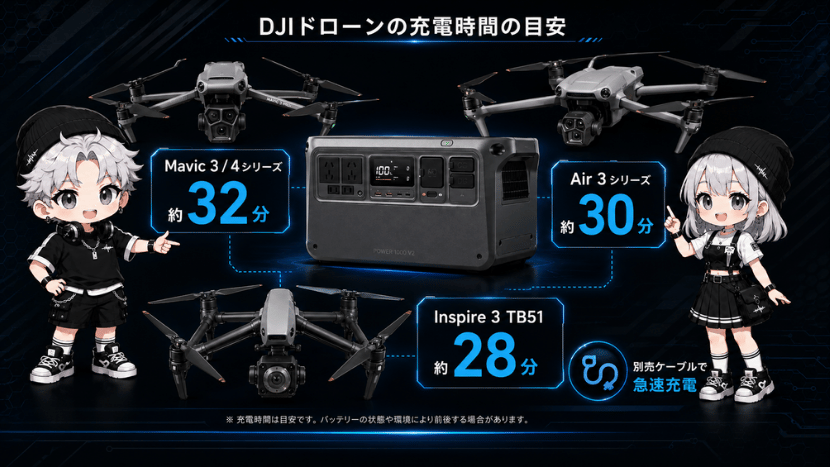 DJIドローンの充電時間の目安