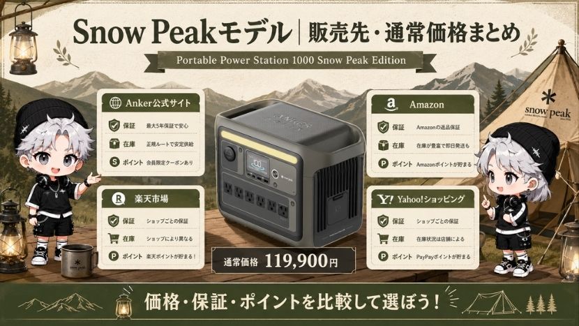 Snow Peakモデル｜販売先・通常価格まとめ