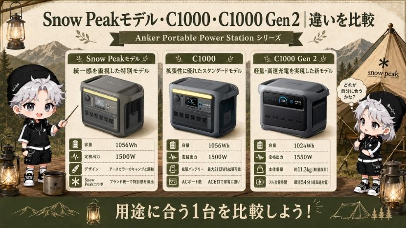 Snow Peakモデル・C1000・C1000 Gen 2｜違いを比較