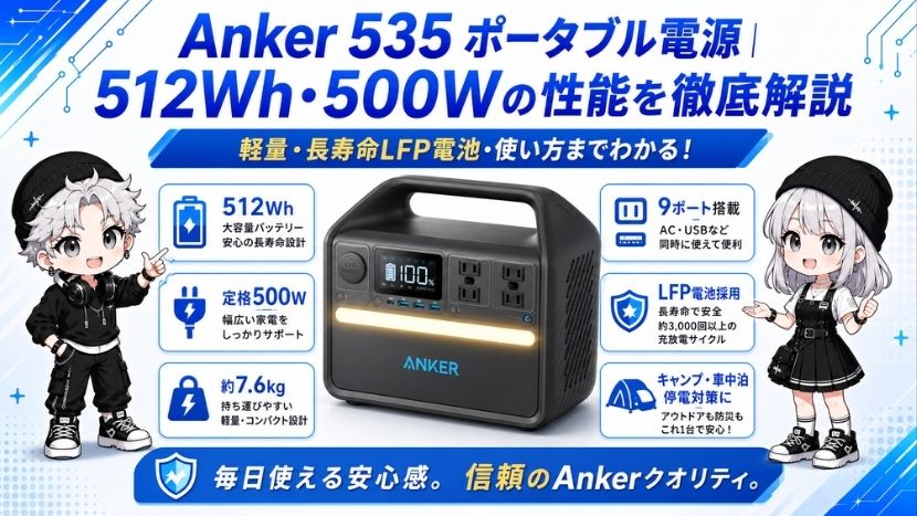 Anker 535 ポータブル電源｜512Wh・500Wの性能を徹底解説