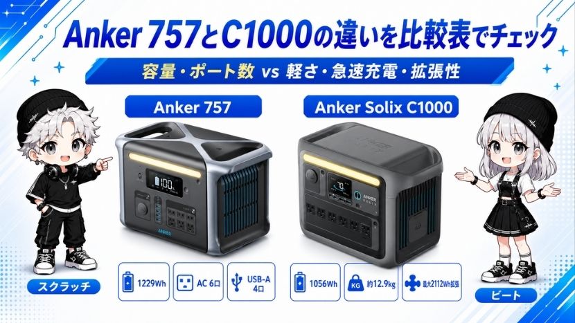 Anker 757とC1000の違いを比較表でチェック