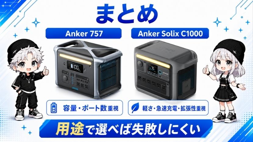 Anker 757とC1000の違いを比較｜まとめ