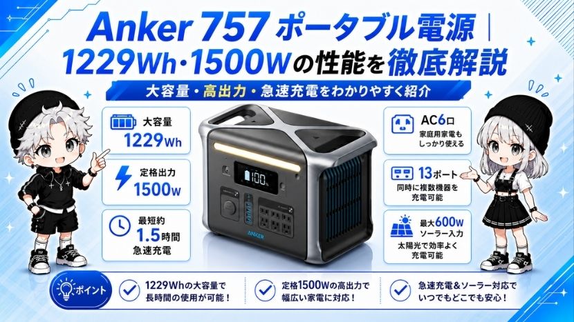 Anker 757 ポータブル電源｜1229Wh・1500Wの性能を徹底解説