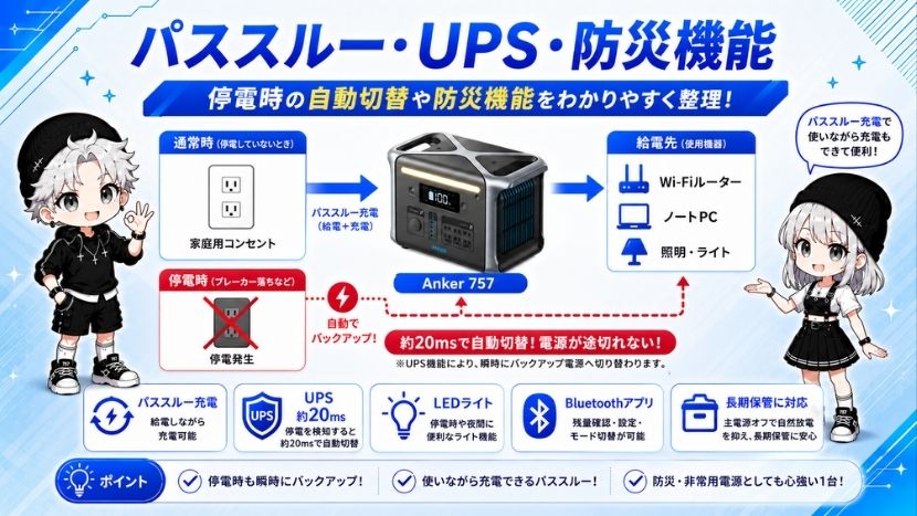 パススルー・UPS・防災機能
