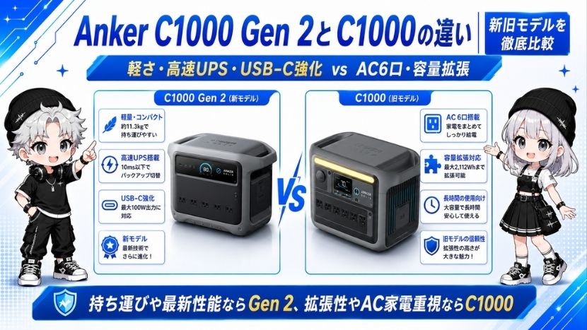 Anker C1000 Gen 2とC1000の違い｜新旧モデルを徹底比較
