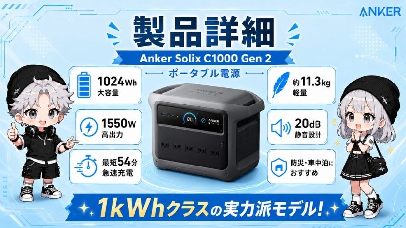 Anker Solix C1000 Gen 2｜製品詳細 ポータブル電源