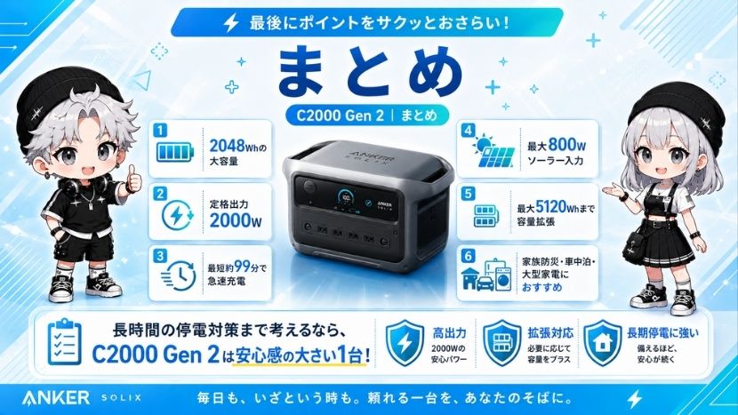 Anker C2000 Gen2 ポータブル電源｜まとめ
