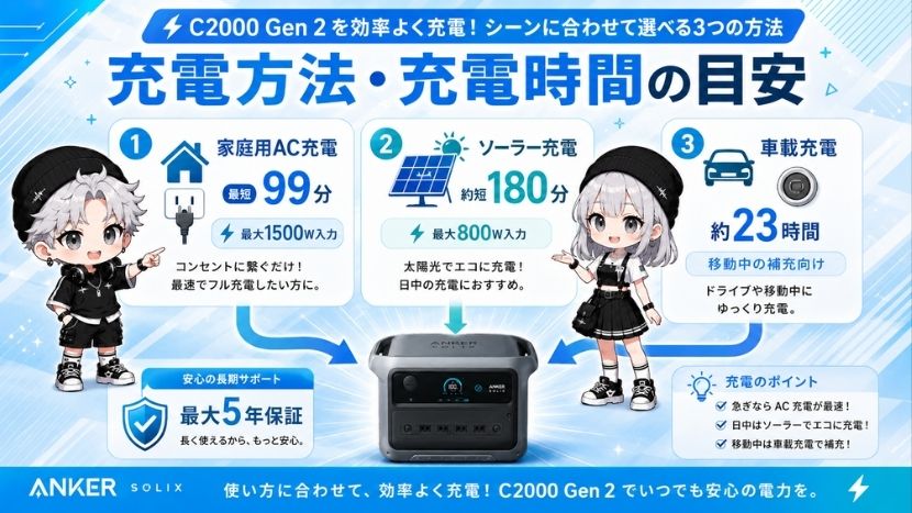 充電方法・充電時間の目安