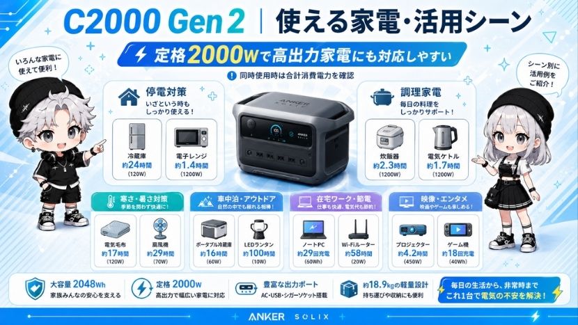 C2000 Gen 2｜使える家電・活用シーン