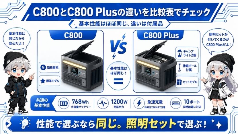 C800とC800 Plusの違いを比較表でチェック