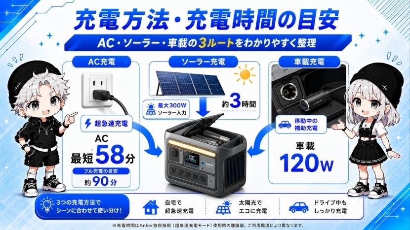 充電方法・充電時間の目安