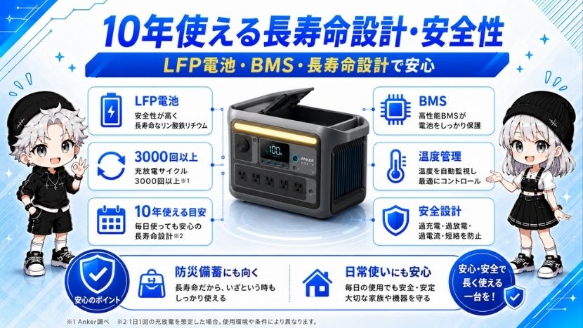 10年使える長寿命設計・安全性