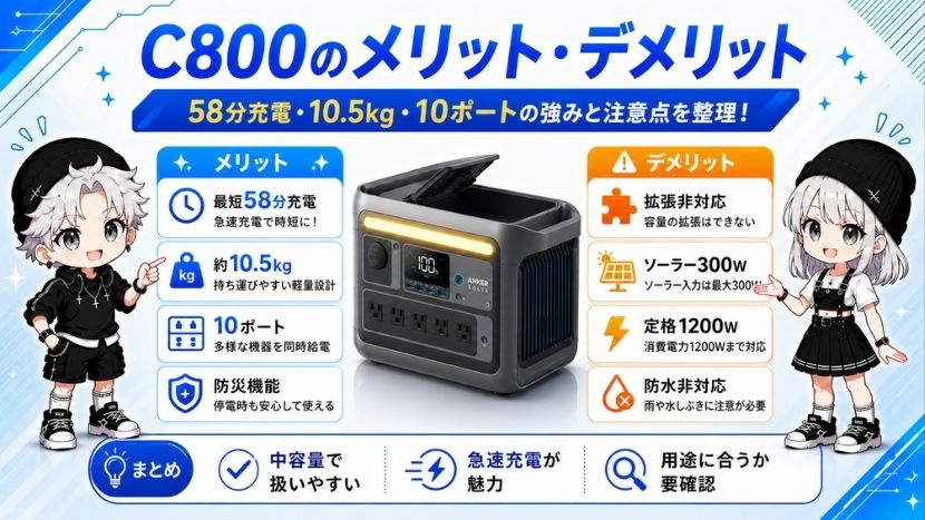 Anker Solix C800 ポータブル電源｜768Wh・1200Wの性能を徹底解説