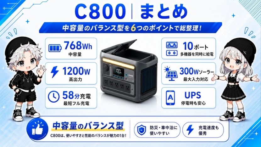 Anker Solix C800 ポータブル電源｜768Wh・1200Wの性能を徹底解説