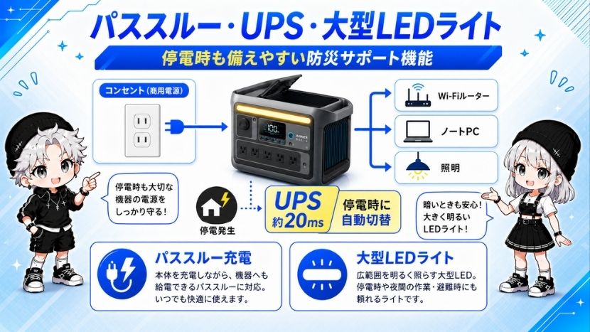 パススルー・UPS・大型LEDライト