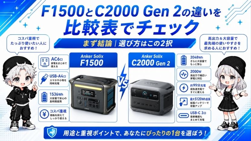 F1500とC2000 Gen 2の違いを比較表でチェック