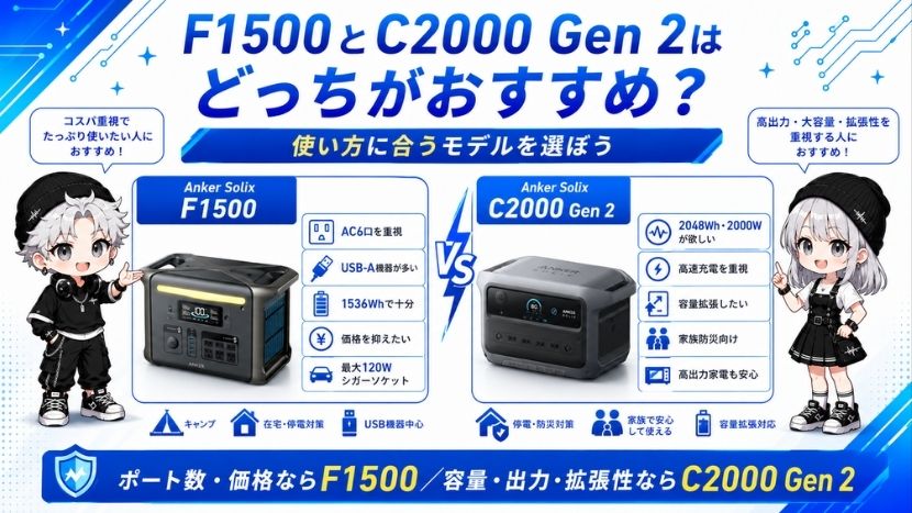 F1500とC2000 Gen 2はどっちがおすすめ?