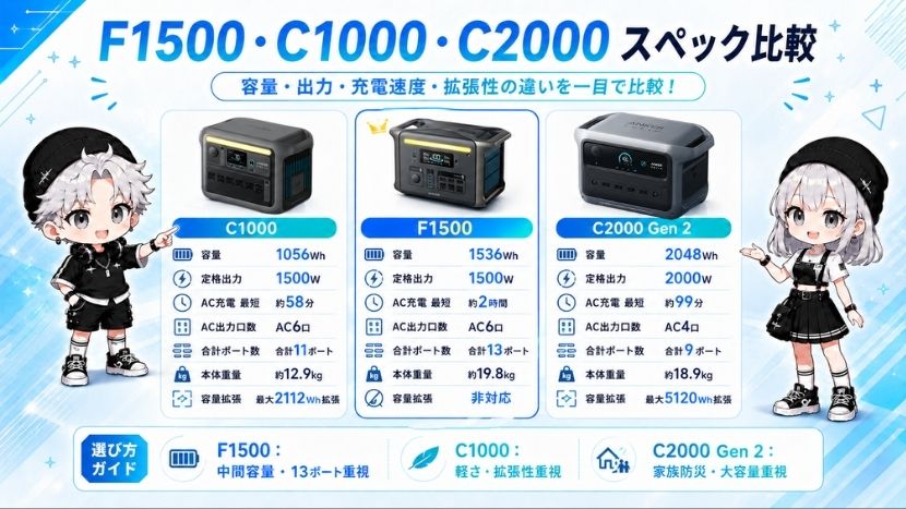 F1500・C1000・C2000｜スペック比較
