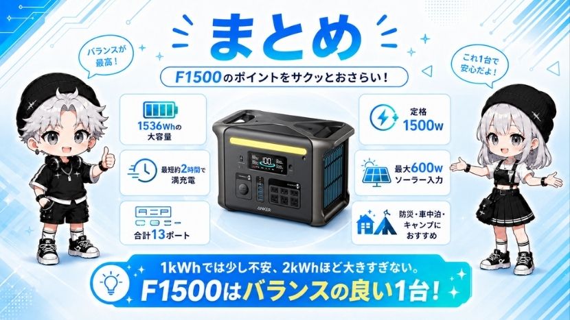 Anker Solix F1500 ポータブル電源｜まとめ