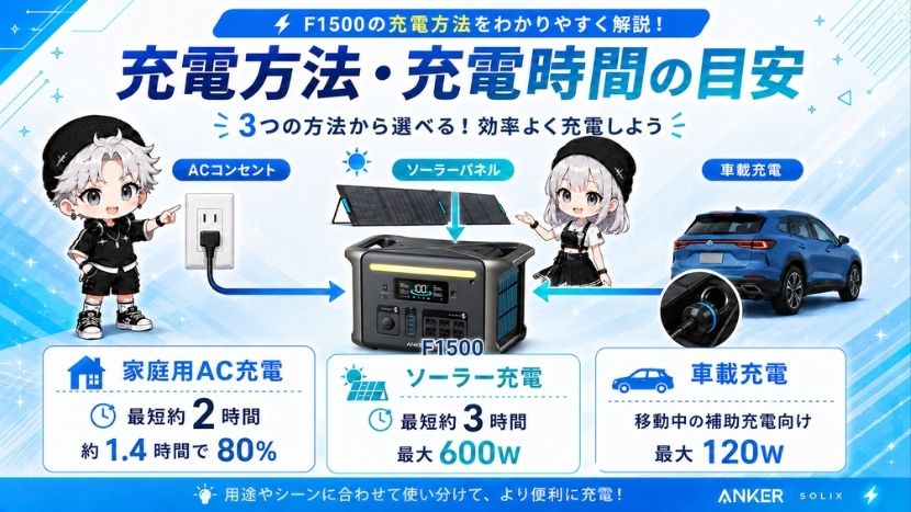 充電方法・充電時間の目安