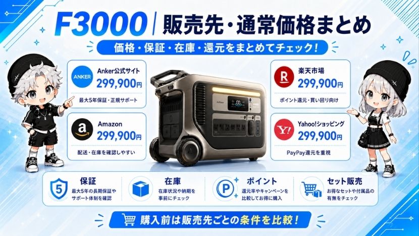 Anker Solix F3000｜販売先・通常価格まとめ