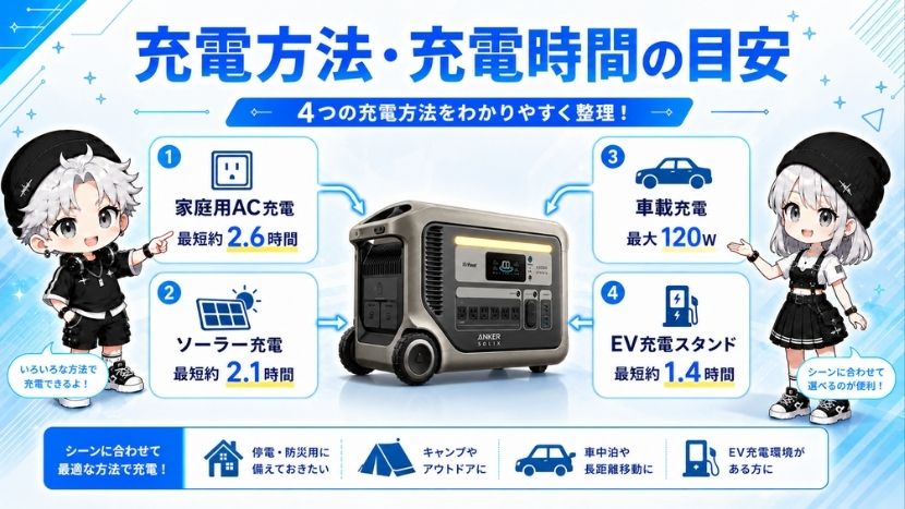 充電方法・充電時間の目安