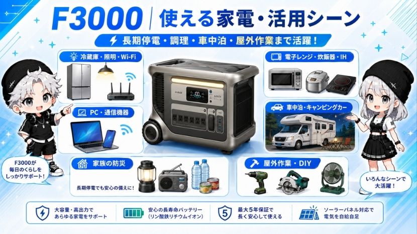 Anker Solix F3000｜使える家電・活用シーン