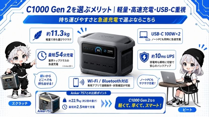 C1000 Gen 2を選ぶメリット|軽量・高速充電・USB-C重視
