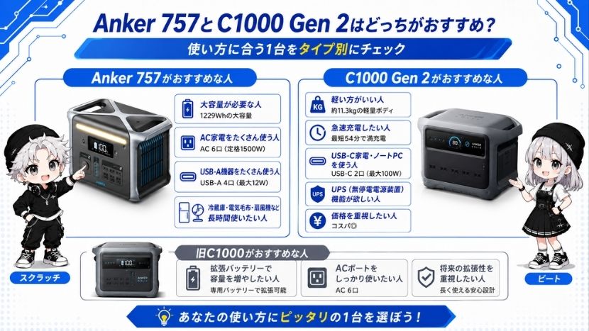 Anker 757とC1000 Gen 2はどっちがおすすめ?