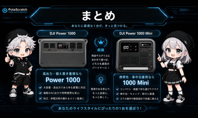 DJI Power 1000とminiの違い｜まとめ