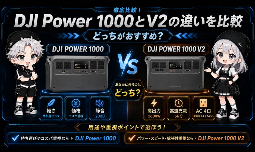 DJI Power 1000とV2の違いを比較｜どっちがおすすめ？