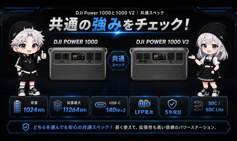 DJI Power 1000と1000 V2|共通スペック