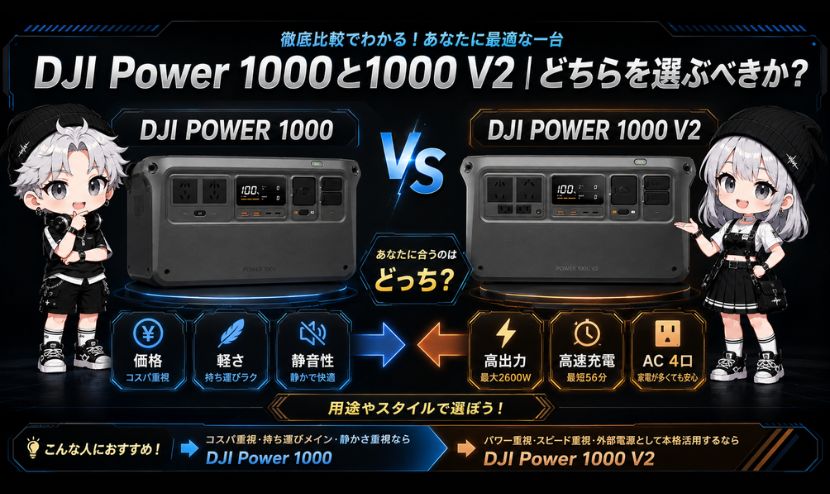 DJI Power 1000と1000 V2|どちらを選ぶべきか?