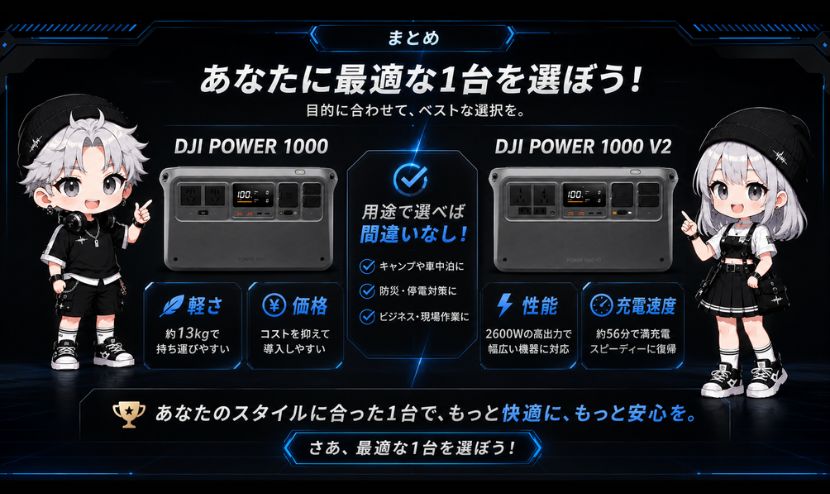 DJI Power 1000とV2の違い|まとめ