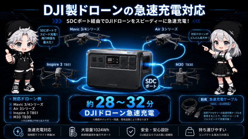 DJI製ドローンの急速充電対応
