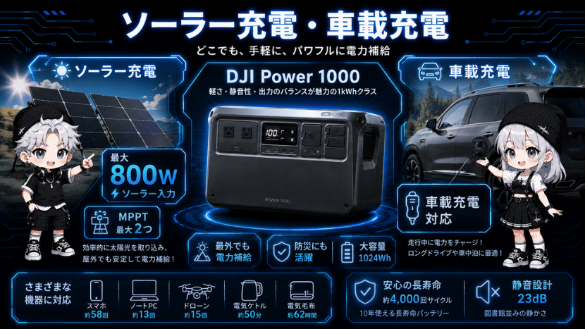 ソーラー充電・車載充電