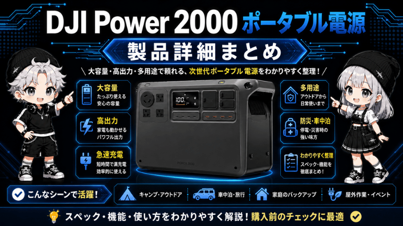 DJI Power 2000 ポータブル電源｜製品詳細まとめ