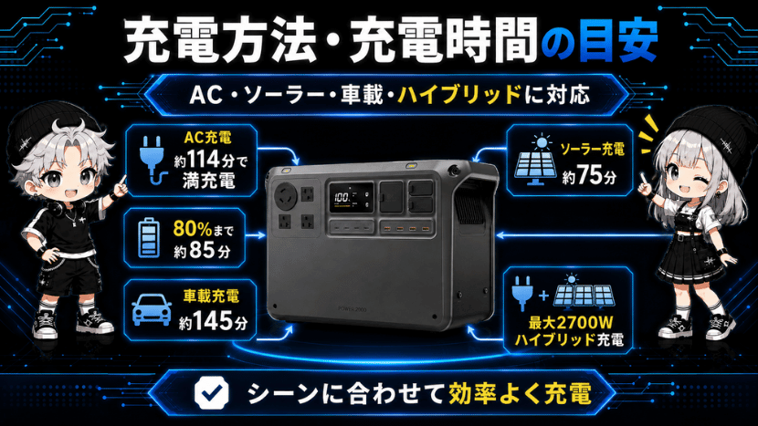 充電方法・充電時間の目安
