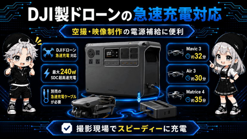 DJI製ドローンの急速充電対応