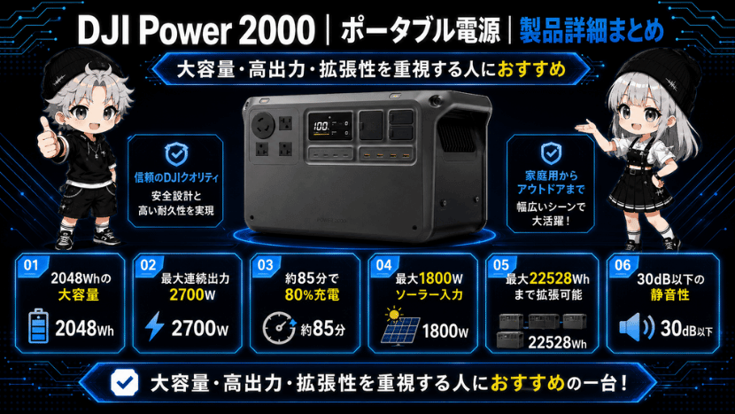 DJI Power 2000 ポータブル電源｜製品詳細まとめ