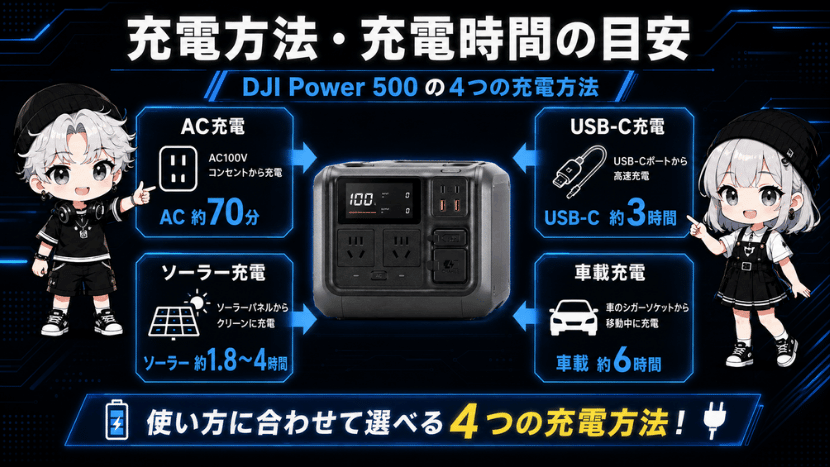 充電方法・充電時間の目安