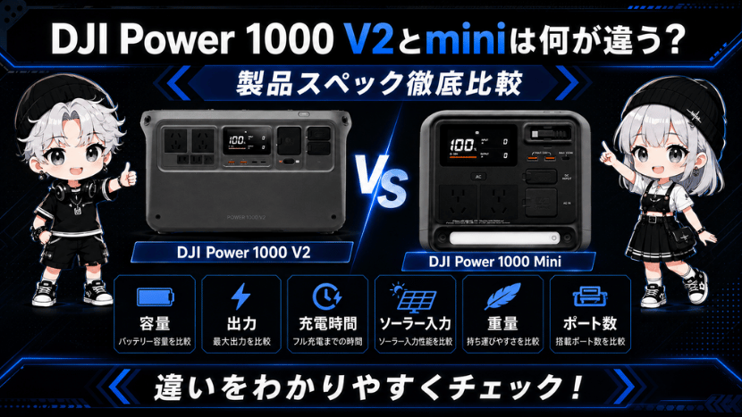 DJI Power 1000 V2とminiは何が違う？製品スペック徹底比較