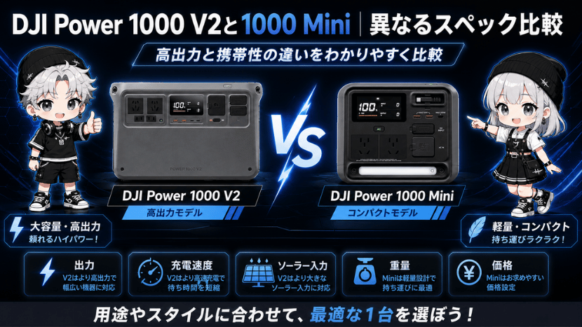 DJI Power 1000 V2と1000 Mini｜異なるスペック比較