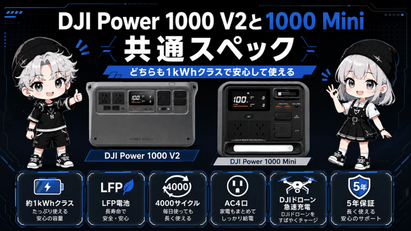 DJI Power 1000 V2と1000 Mini｜共通スペック
