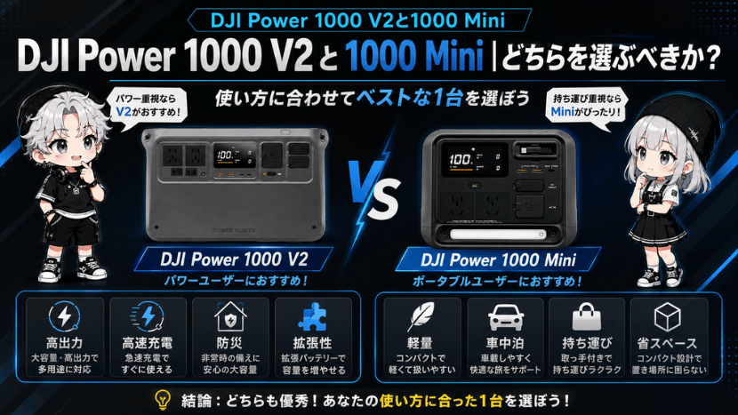DJI Power 1000 V2と1000 Mini｜どちらを選ぶべきか？