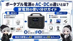 ポータブル電源のAC・DCの違いとは？家電別の使い分けガイド