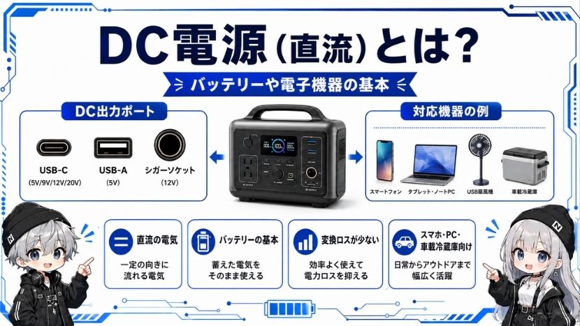 DC電源(直流)とは?バッテリーや電子機器の基本