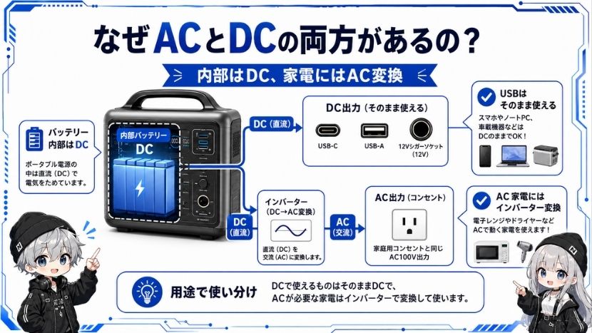 なぜポータブル電源にはACとDCの両方があるのか?